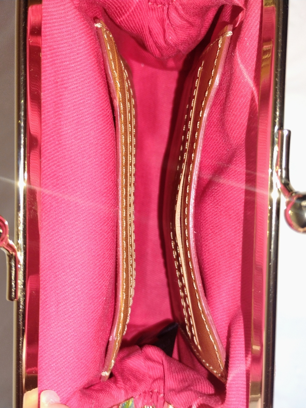 Dooney & Bourke Pink & White Striped Kiss-Lock Clutch - Picture 2 of 4